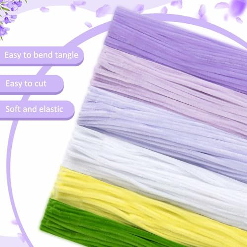 Image of Peryiter 500pcs Pipe Cleaner Craft Pack, Light Purple Flower, 12 Inch