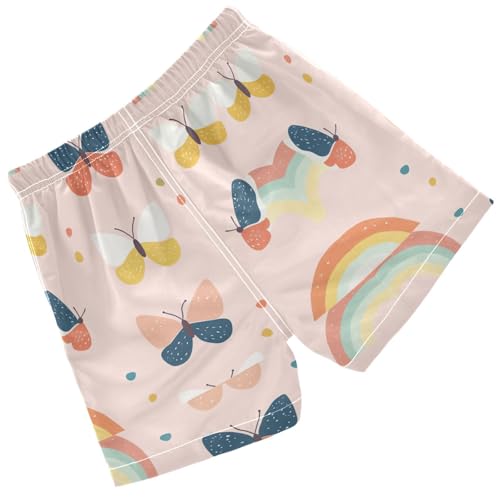 Pigsaly Boys Swim Trunks Rainbows Butterflies Pink Dots Boys Board Shorts Swimsuit Swimwear Summer Bathing Suit 4T2