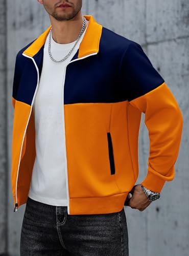 Image of HYPESTFIT Men's Lightweight Casual Bomber Jacket Track Running Athletic Varsity Coat