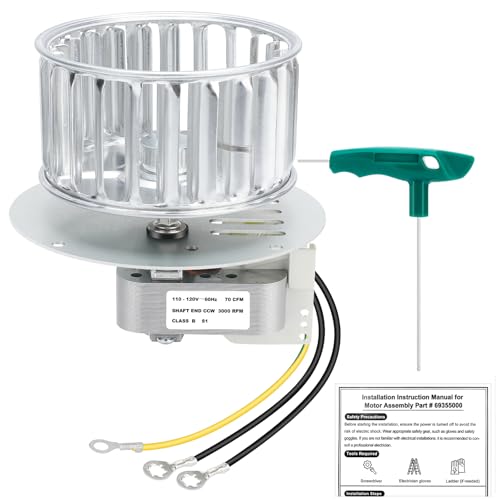 69355000/S69355000 Replacement Heat Motor Assembly for 9012, 9013, 9093, 9605, 9665 – High Airflow, Low Noise, Easy Installation Bathroom Fan Motor, Durable & Energy-Efficient