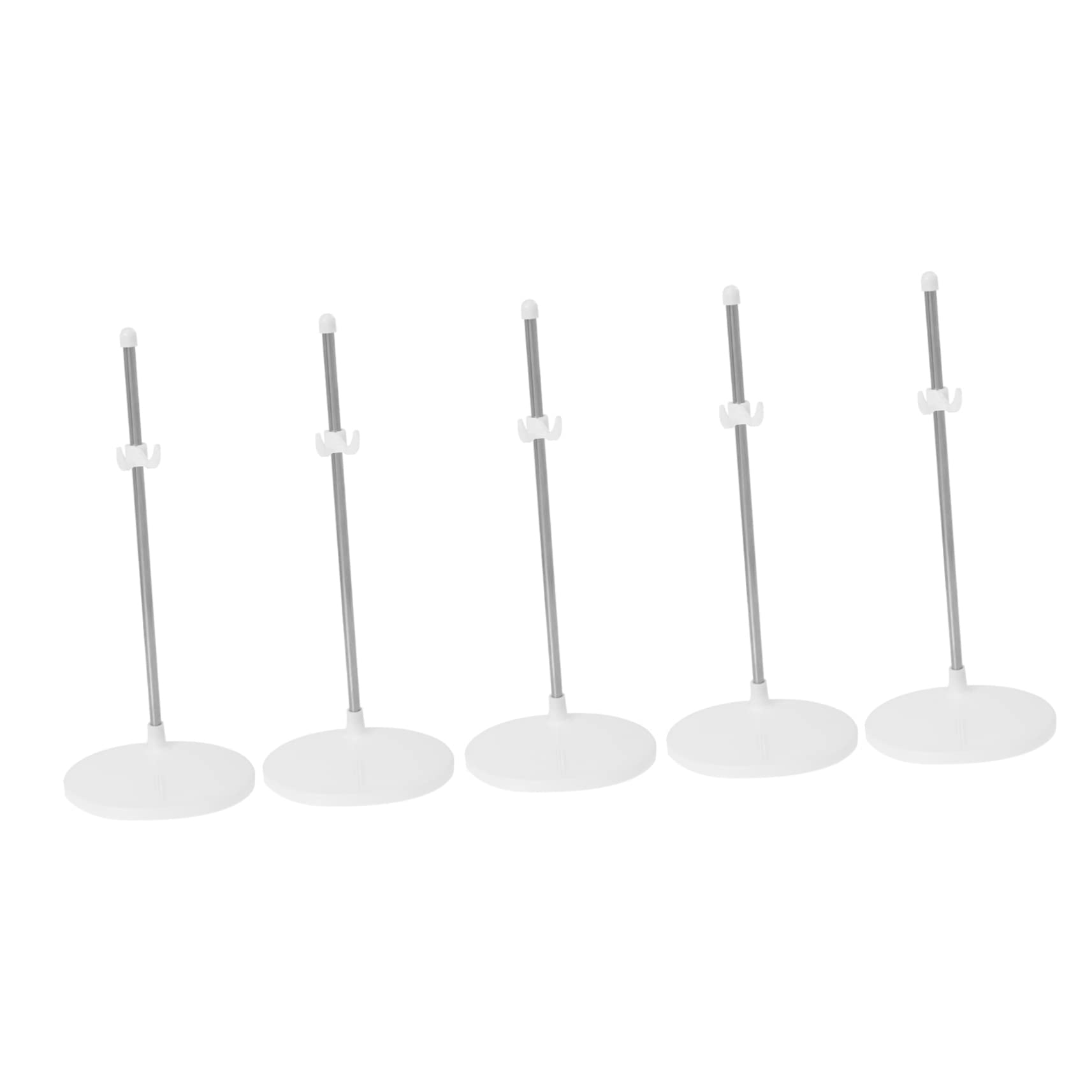 HONMEET 5pcs Doll Stand Miniature Holder Adjustable Doll Racks Doll Supports Doll Display Rack Stands Made Our Dolls Doll Holding Racks Doll Display Stand Brackets White Plastic