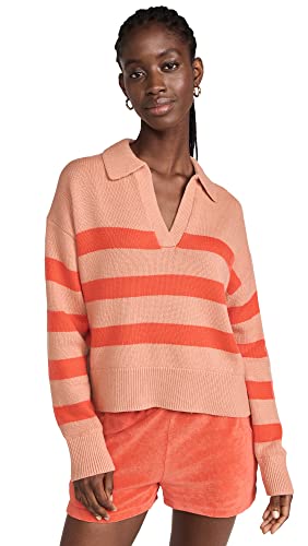 Velvet by Graham & Spencer Women's Lucie Cotton Cashmere Striped Polo Sweater