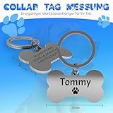 Hundemarke mit Gravur – ⌀30mm Robuster Hundeanhänger aus Edelstahl in Silber – Personalisierter Dog Tag mit Adresse auf der Rückseite (KNOCHEN SILBER)