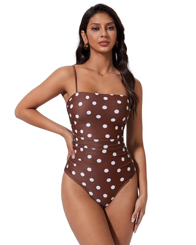Image of SUUKSESS Women Sexy One Piece Swimsuit Tummy Control Square Neck Bathing Suit