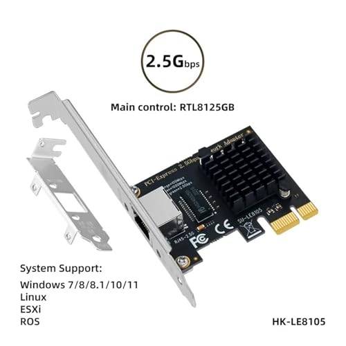 2.5G PCI-E to RJ45 RTL8125B Chip Network Card Gigabit Ethernet PCI Express Network Card 10/100/2500Mbps Adapter para PC Win 10/11 (1000Mbps RTL8111) miniatura 7