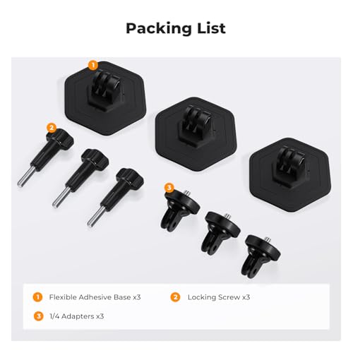 Image of K&F CONCEPT 3Pack Flexible Adhesive Helmet Mount for GoPro Hero 13 /12 /11 /10 /9 /8 /7 Black, DJI Osmo Action 3 /4 /5 Pro, Insta360 X5 X4 X3 Flat Curved Surfaces Sticky Mount, Action Camera Accessories