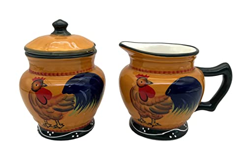 ACK Rooster Creamer and Sugar Bowl Set
