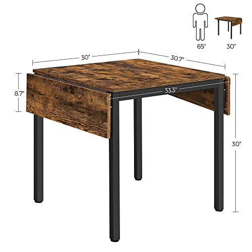 Vasagle Folding Dining Table, Drop Leaf Extendable, For Small Spaces, Seats 2-4 People, Industrial, 33.3 X 30.7 X 30 Inches,Brown #TOP2