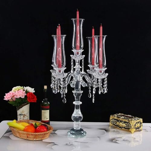FENKOO 5 Arm Crystal Candelabra，32 inch Tall High-end Handcrafted Exquisite Candlestick by FENKOO - Image 2