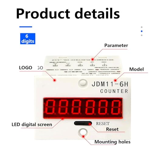 WANGCL AC 220V LCD Digitaler elektronischer Zähler 0-99999 Zähler 6-stelliger Zähler für Stanzmaschinen Drucken Textil