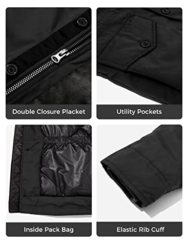Image of WenVen Men's Winter Warm Thickened Waterproof Parka Jacket Fur Hooded Coat