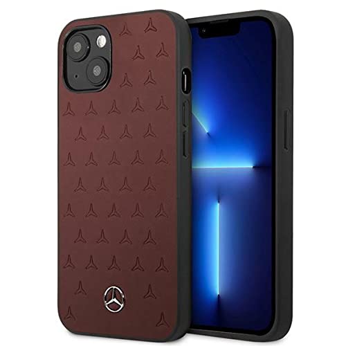 Mercedes MEHCP13SPSQRE Coque de Protection en Cuir pour iPhone 13 Mini 5,4" Motif étoiles Rouge