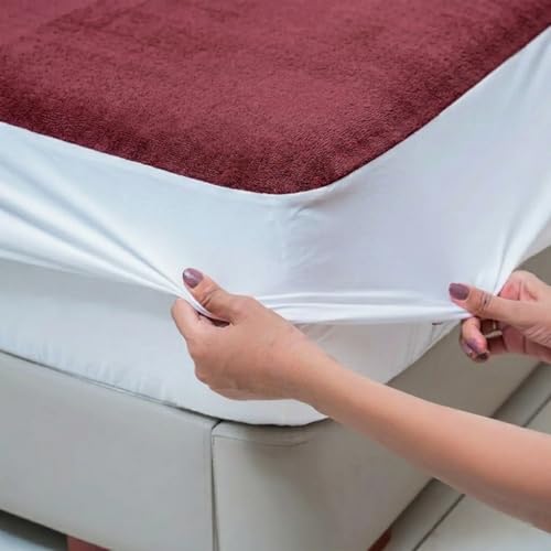 Image of Next Space - Waterproof - Hypoallergenic Mattress Protector, PVC-Free, Easy Wash, Absorbent and Breathable (Maroon, 48x75)