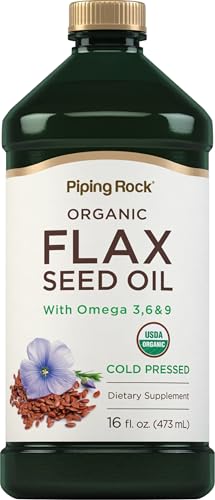 Piping Rock Liquid Flaxseed Oil | 16 oz | with Omega 3 6 9 | Organic Cold Pressed Supplement | Non GMO, Gluten Free Formula
