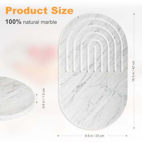 Tabla de cortar ovalada de mármol blanco 16.5x9.8 pulgadas miniatura 4
