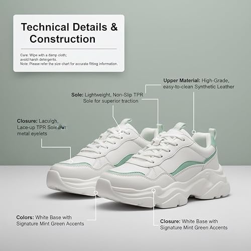 Image of Women's Chunky Lace-Up Sneakers, Colour Block Platform Casual Shoes