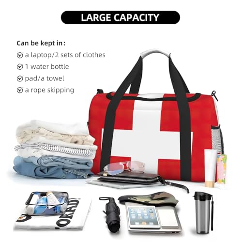 Sac de sport avec imprimé drapeau suisse bagage cabine noir One Size