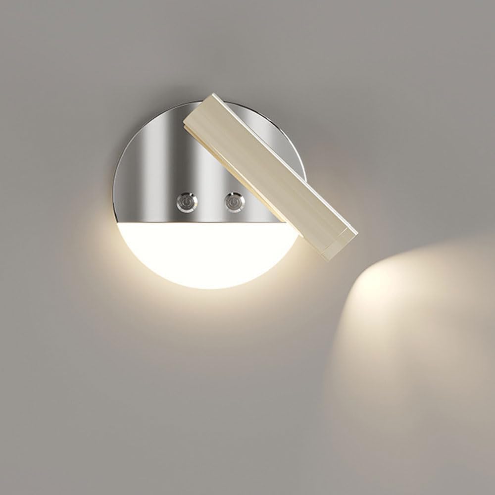 Modern Wall Mount Light Focused Bed Bedside Reading Wall Lamp with Switch LED 3-Color Wall Sconce Hotel Decor Rotatable Headboard Lights Spotlight Adjustable for Living Room Corridor