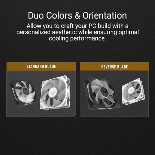 ASUS TUF Gaming TR120 ARGB Reverse White (Ventilateur 28mm, 3.3mm H2O Haute Pression Statique, 77.4 CFM de Flux d'air, Double Couche de LED, Aura Sync, PWM Fan Control, Wide RPM Range) 