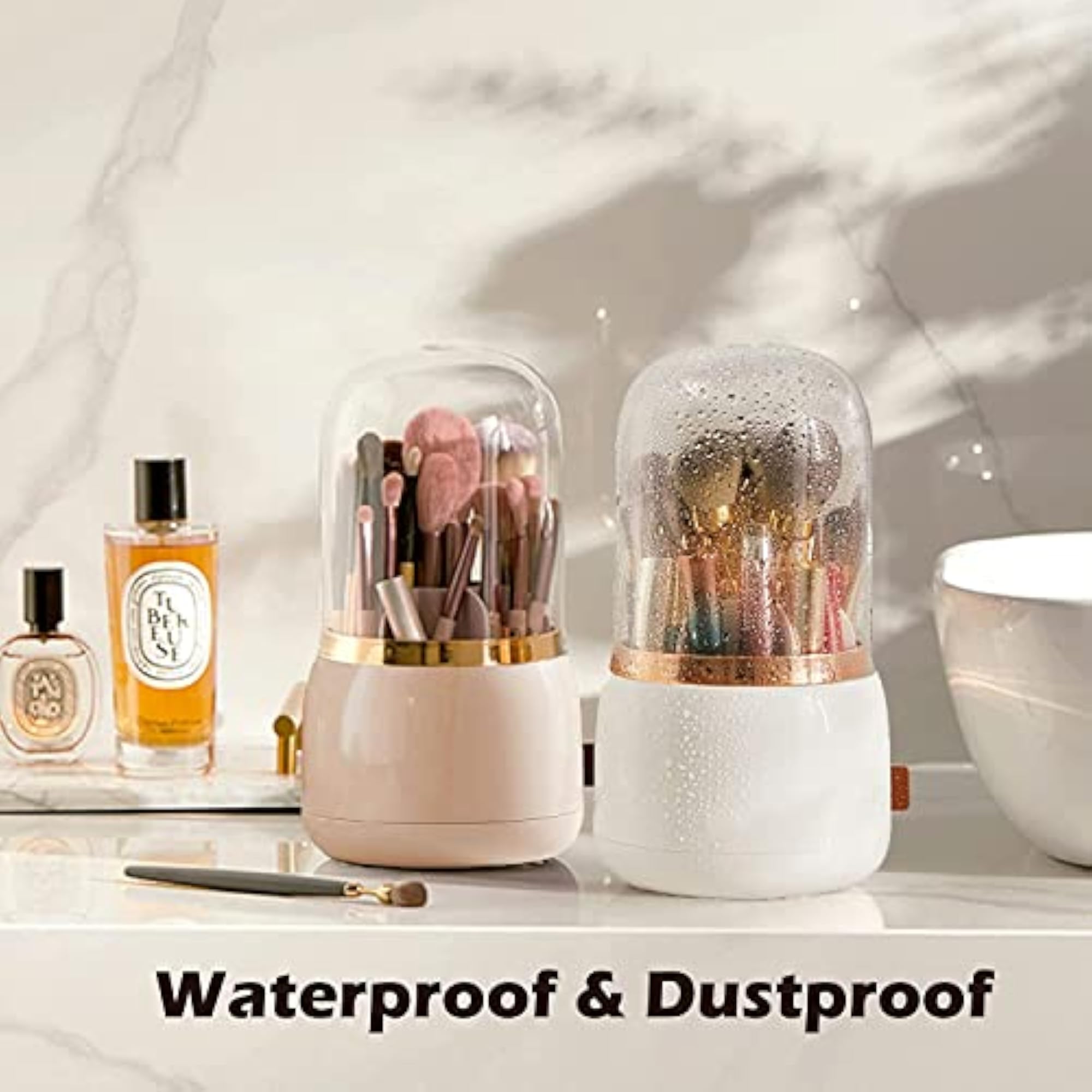 360 Rotating Makeup Organizer with Dustproof Lid