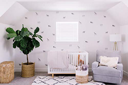 Modern Maxwell Wall Art Decals For Boys Girls Nursery, Bedroom, Living Room "Safari" Black Jungle Animals Room Sticker 40 Pieces #TOP1