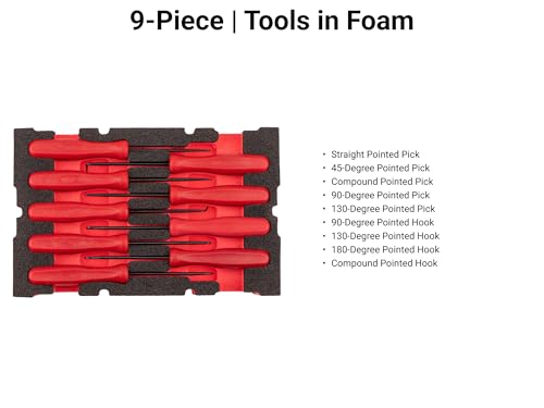 Image of TEKTON Pointed Pick and Hook Set, 9-Piece | PNH90701