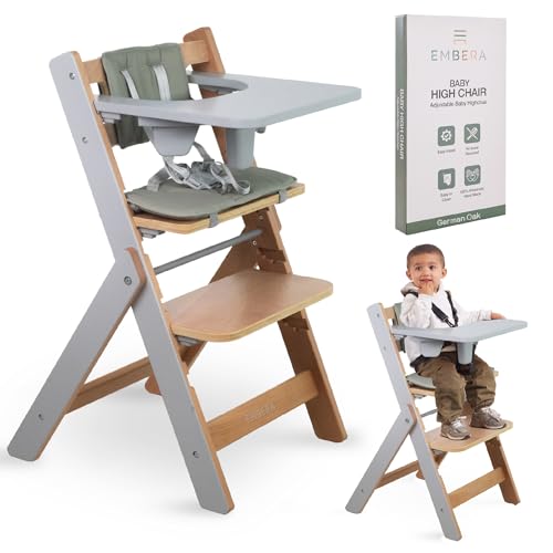 Trip Trapp Foldable Baby High Chair for Babies and Toddlers, for Age 6 Months Convertible, Adjustable Wooden High Chairs,5 Point Harness, Cushion, Cotton Bib, Hand Made, Easy to Clean
