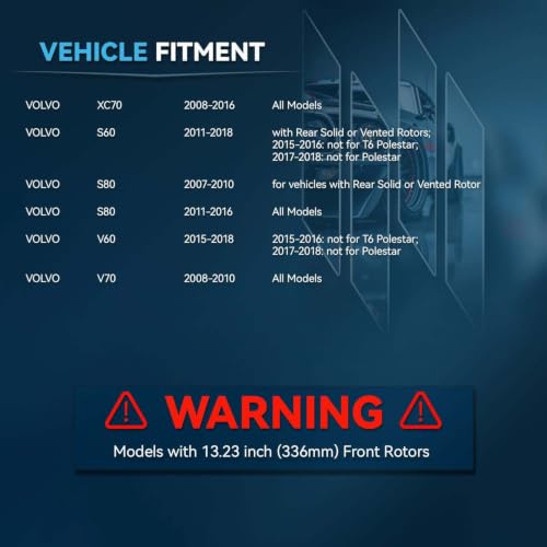 Image of Detroit Axle - Front Brake Kit for Volvo S60 S80 V60 V70 XC70