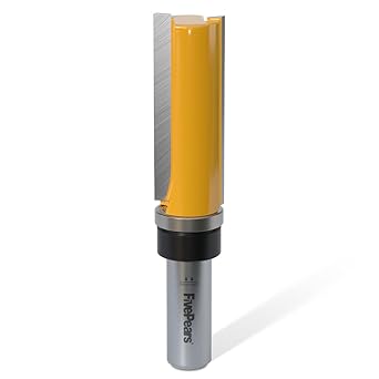 FivePears Pattern Flush Trim Router Bit 1/2 Inch Shank, 3/4 Inch Cutting Diameter, 2 Inch Cutting Length, Top Bearing Flush Straight Cut Trim Router Bit for Woodworking
