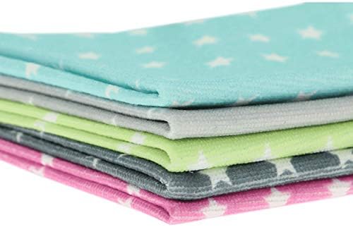 Sorbo 5 Pack Star Print Microfibre Cloths, Ideal for Chemical Free Cleaning, Machine Washable, Smear Free 30cm x 30cm