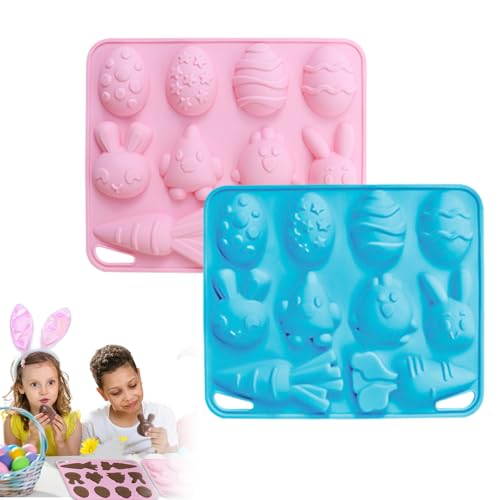 Generisch Molde de silicona de Pascua - 10 compartimentos reutilizables | Conejo de Pascua Zanahoria Moldes | Para Pasteles, Postres, Pudines, Mousse, Magdalenas, Cocina Navidad Fiesta