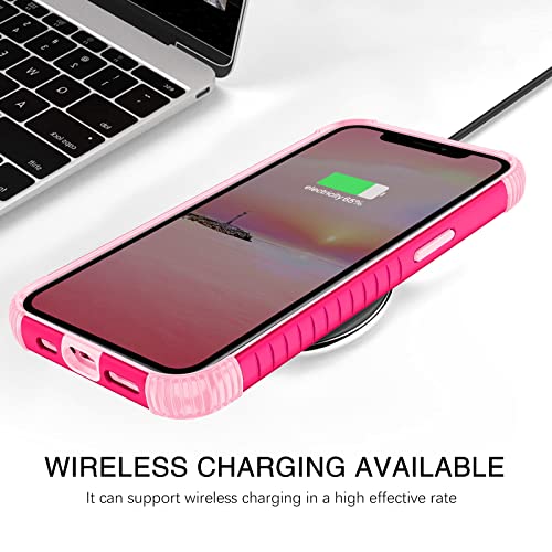 Bentoben Iphone 12 Case, Phone Case Iphone 12 Pro, Heavy Duty 2 In 1 Full Body Rugged Shockproof Protection Hybrid Hard Pc Bumper Drop Protective Girls Women Boy Cover, Hot Pink/Pink Design #TOP5