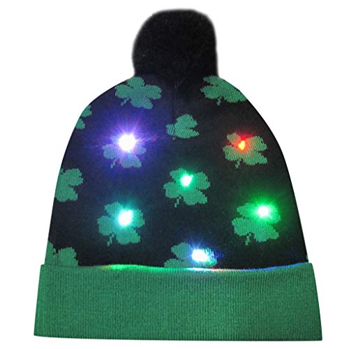 Preisvergleich Produktbild Deloito Damen Weihnachtsmütze Unisex LED Beleuchtete Strickmütze Bunte Lichter Weihnachten Mützen Mädchen Haarballen Gestrickt Hüte Festival Geschenke (B2)