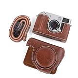 Rieibi X-Half Case, funda de piel sintética para cámara Fujifilm mitad sin espejo, funda protectora con correa de hombro ajustable, marrón
