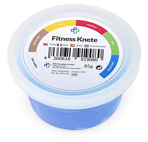 Therastar Fitnessknete 170 g Handtrainer & Fingertrainer Latexfrei zur Unterstützung der Handbeweglichkeit (85g - blau extra fest)