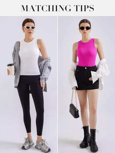 V FOR CITY Tank Top with Built in Bra for Women 2025 High Neck Seamless Camisole Basic Yoga Tops4