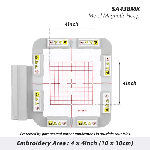 Image of Sew Tech Magnetic Embroidery Hoop for Brother Innov-is NQ1700E NQ1600E NV880E Stellaire XJ1 XE1 Dream Machine XV8550D Luminaire XP2 XP3 V3LE Quattro 6000D Machine, 4 inchx4 inch Mighty Snap Magnet Frame