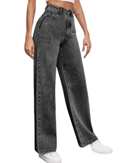 Image of Comfits Women's Baggy Wide Leg Jeans, Loose Fit, Grey