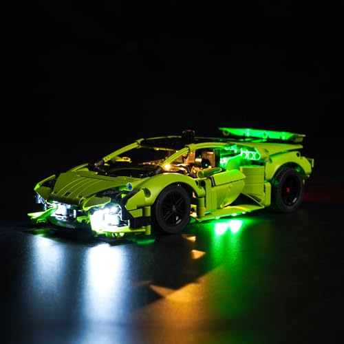 LocoLee Updated LED Light Compatible with Lego Tecnica Car Lamborghini Huracan, Chartreuse Creative Lighting Kit Compatible with Lamborghini Huracán 42161 Building Set (Lights Only, No Models)