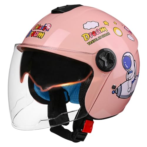 Casco De Scooter para Niños, Casco De Ciclomotor para Niños Y Niñas De 3 A 12 Años, Casco Jet De Moto con Visera Solar, Casco Abierto De Moto Homologado Según La Norma ECE 22.06 F,50-56cm
