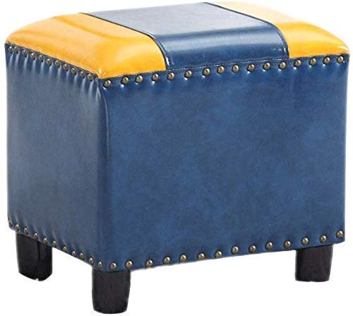 Repose-Pieds Vintage en cuir A 14x10x12 pouces, tabouret de change en bois massif