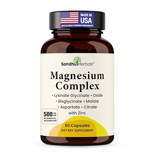 Image of Complete Magnesium Complex 500mg for Women & Men | 60 Capsules | 6 in 1 Mag Supplement with Zinc | Quality Sleep & Muscle Health | Glycinate, Citrate, Malate, Oxide, Aspartate, Lysinate Glycinate