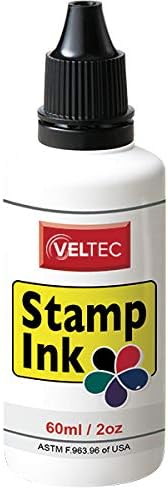 Veltec S-81 Premium Stamp Refill Ink for Self-Inking and Rubber Stamp Pads – 2 oz (Black)