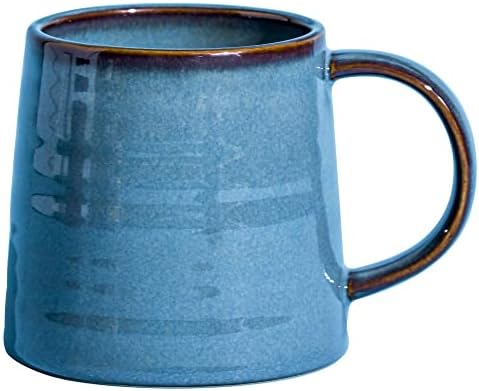 HYTYSKAR Large Ceramic Coffee Mugs, Handmade Pottery Mug, Tea Cups with Handle for Office and Home, 16 oz, Dishwasher and Microwave Safe (Blue)