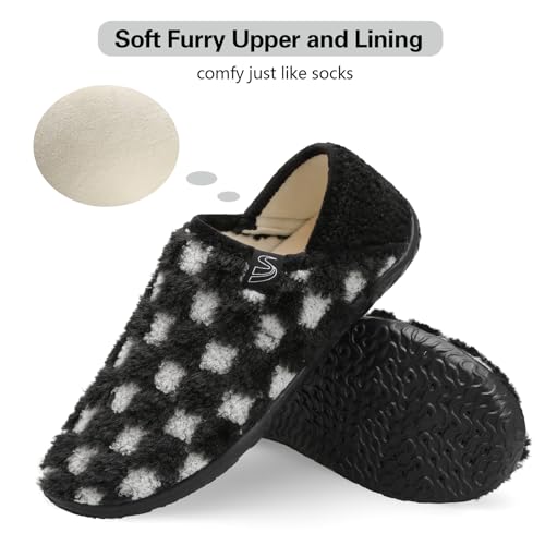 Image of Spesoul Fuzzy House Slippers for Women Men Indoor Closed Back Lightweight Cozy Faux Furry Lining Barefoot House Shoes Slipper Socks for Bedroom Home Office Yoga Outdoor Walking Shoes