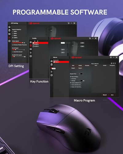 Image of Redragon Wireless Mouse, 54G Lightweight, Tri-Mode 2.4G /USB C Wired /Bluetooth, Black PC Gaming Mice for Computer Laptop Mac Windows, Max 128000 DPI, 1K Polling, 6 Programmable Buttons, M821