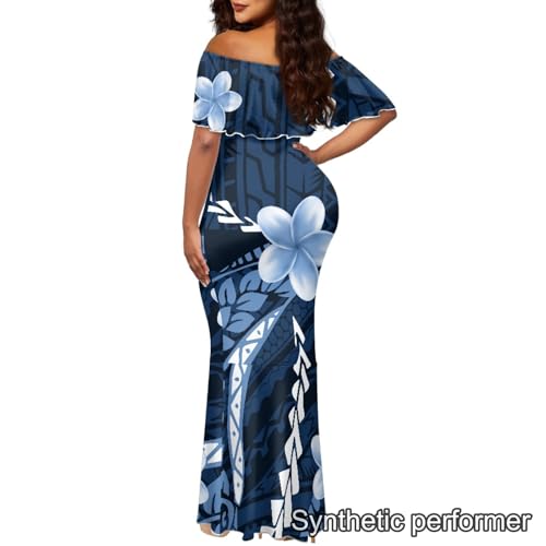 Image of Polynesian Dresses for Women Off Shoulder Maxi Dress Puletasi Samoan Dresses S-7XL