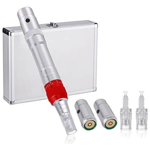 Derma Pen Electric Micro Derma Roller Pen Cartridges Wrinkle Stretch Marks Scar Hair Loss Dermapen 0.25-2.5mm Adjustable Cover
