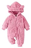 SEAUR Schneeanzug Baby Mädchen Jungen Teddy-Fleece Hoodie Overall Winter Neugeborene 0-18 Monate Strampler Herz Warm Jumpsuit mit Kapuze - 9-12 Monate