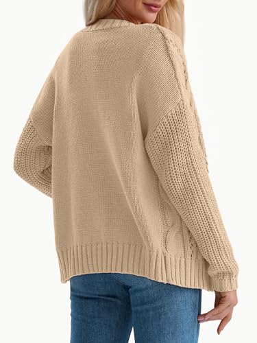 Image of LILLUSORY Women Cable Knit Cardigan Sweaters Cotton Button Up Chunky Outfit | Crochet, Open Front, Cozy Knit, Oversized, Trendy Fall Outfits, Winter Clothes, 2026 Outerwear